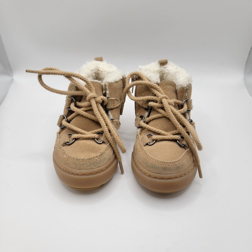 Zara Leather Boots With Faux Shearing Infant Size 5.5